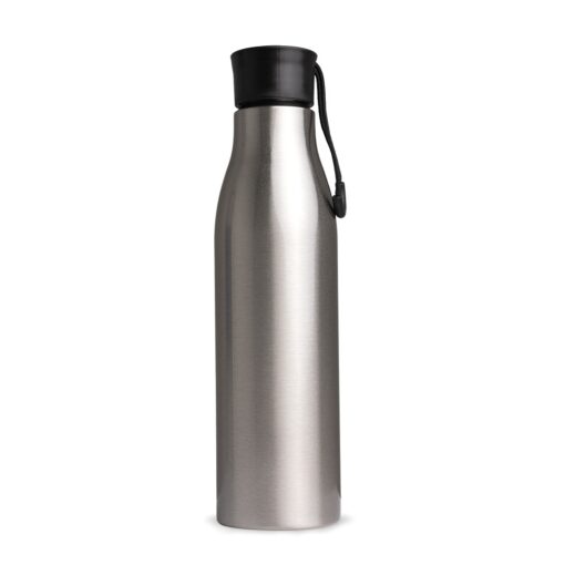 Garrafa Para Brindes Inox 800Ml - inox com detalhes em preto
