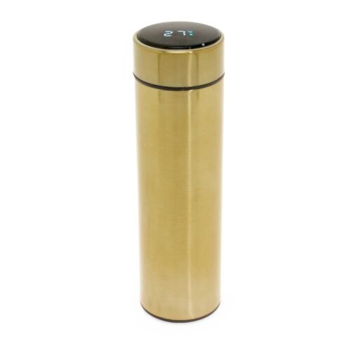 GARRAFA TÉRMICA 400ML C/ TERMÔMETRO SPX-14794-DOU NA COR DOURADO