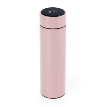 GARRAFA TÉRMICA 400ML C/ TERMÔMETRO SPX-14794-ROS NA COR ROSA