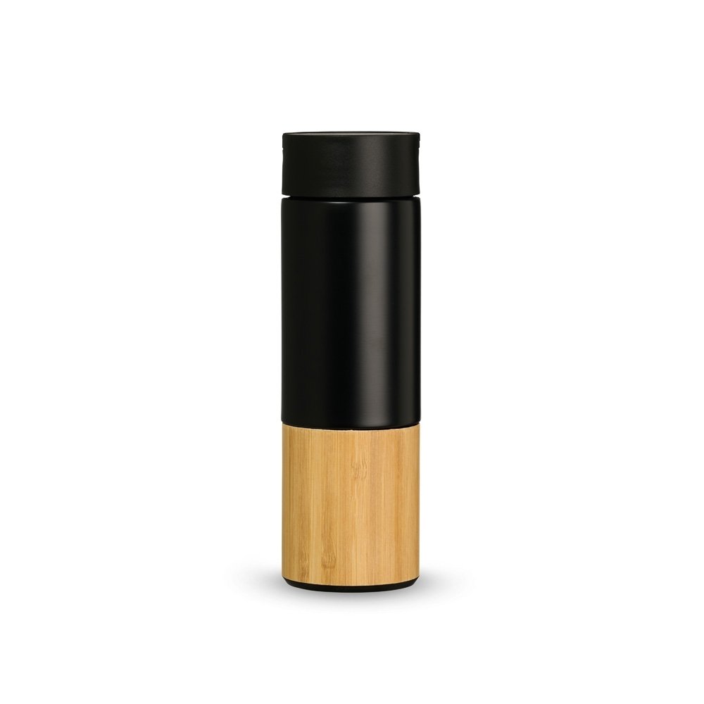 GARRAFA TÉRMICA 400ML C/ BASE P/ CELULAR SPX-02407 NA COR PRETO
