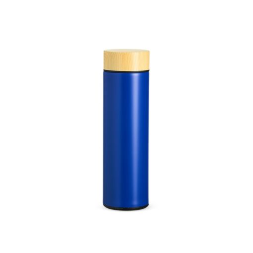 Garrafa Personalizada Inox 450Ml - Azul/Madeira