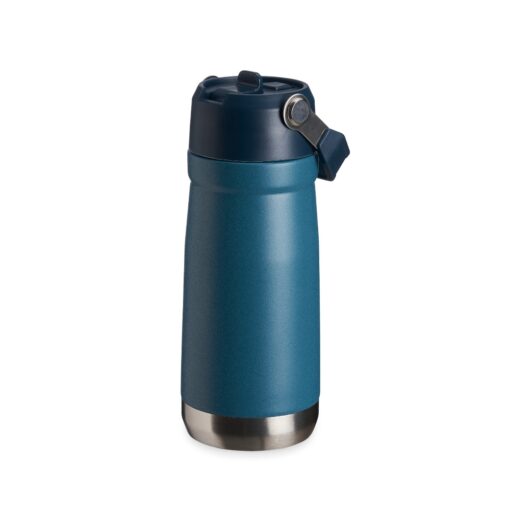 Garrafa Com Logo Térmica 550Ml - azul com detalhes em inox