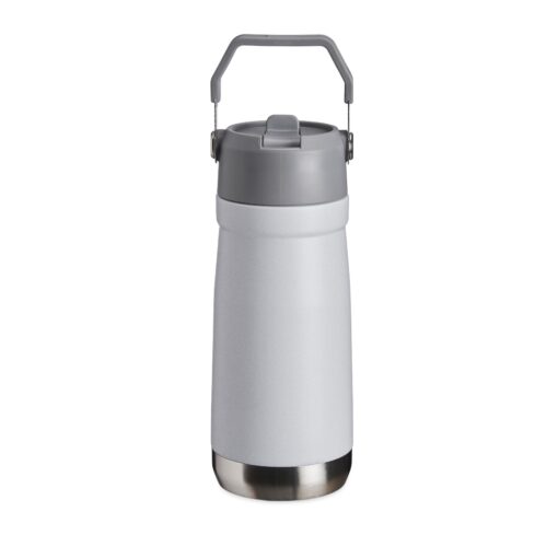 Garrafa Para Brindes Térmica 550Ml - branco com detalhes em cinza