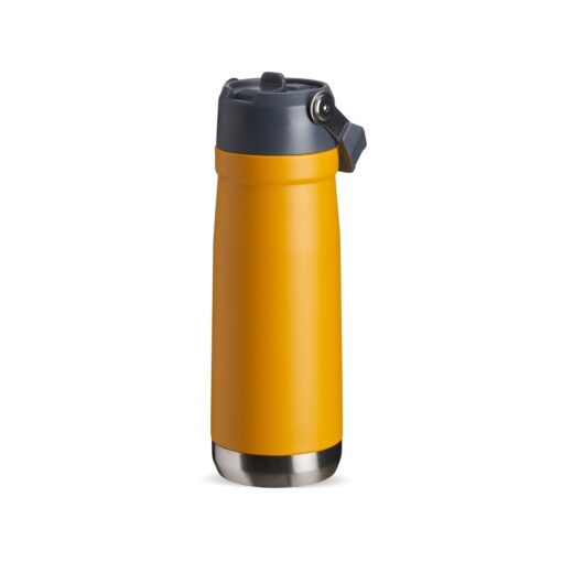 Garrafa Personalizada Inox 700Ml - Amarelo/Cinza