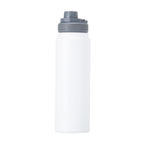 Garrafa Com Logo Térmica 850Ml - branco com detalhes em cinza