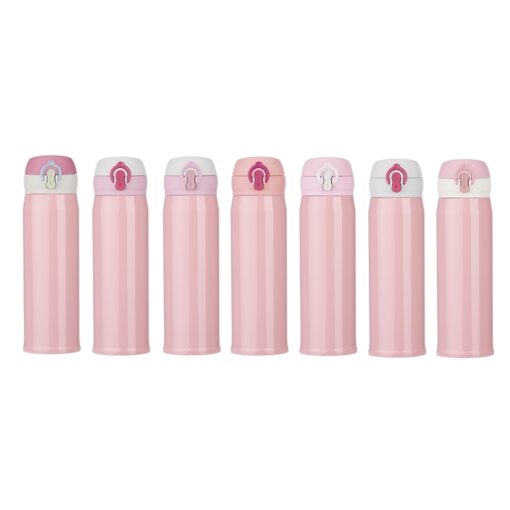 Garrafa Personalizada Inox 400Ml - Rosa/Branco