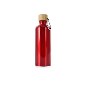 GARRAFA ALUMÍNIO 500ML TAMPA BAMBU SPX-06018-VM NA COR VERMELHO