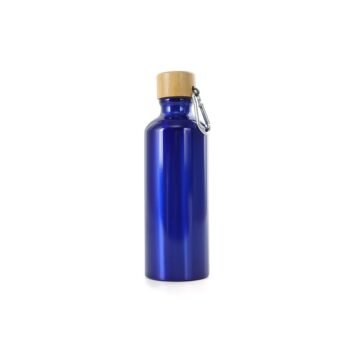 GARRAFA ALUMÍNIO 500ML TAMPA BAMBU SPX-06018-AZU NA COR AZUL