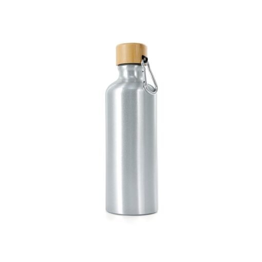 Garrafa Personalizada Alumínio 500Ml - Prata/Madeira