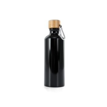 GARRAFA ALUMÍNIO 500ML TAMPA BAMBU SPX-06018-PRE NA COR PRETO