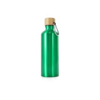 GARRAFA ALUMÍNIO 500ML TAMPA BAMBU SPX-06018-VD NA COR VERDE