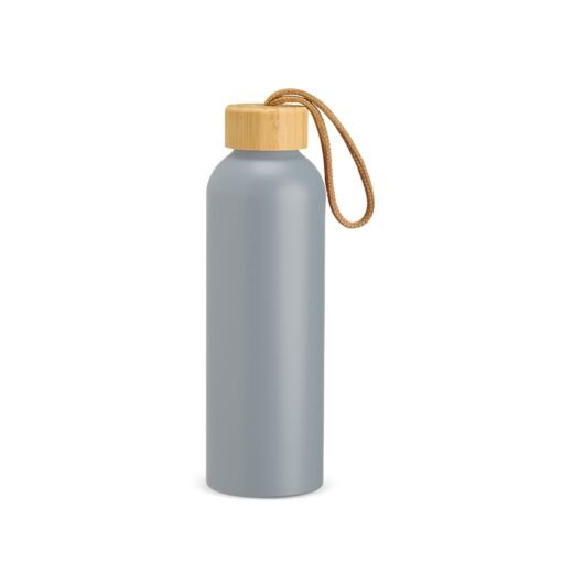 Garrafa Personalizada Alumínio 800Ml - Cinza/Bambu