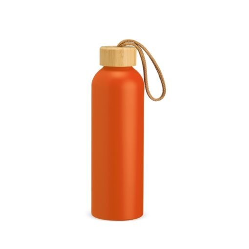Garrafa Personalizada Alumínio 800Ml - Laranja/Bambu