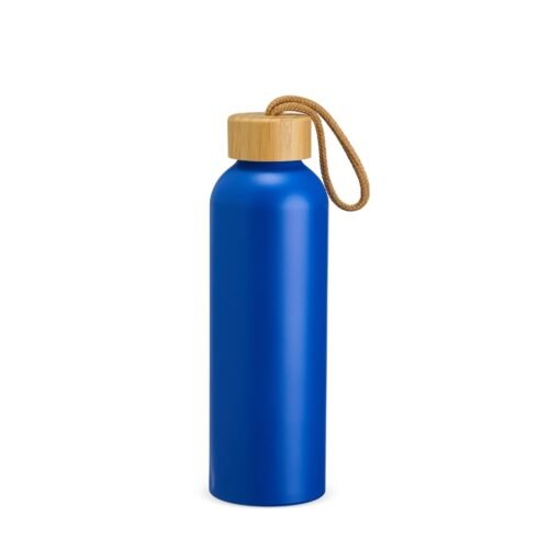 Garrafa Personalizada Alumínio 800Ml - Azul/Madeira