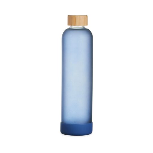 Garrafa Personalizada Vidro 1L - Azul/Madeira