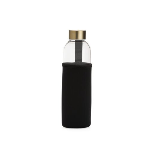 Garrafa Personalizada Em Vidro Borossilicato 650Ml - transparente com detalhes em preto
