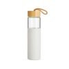 Garrafa Promocional Em Vidro Borossilicato 750Ml - branco com detalhes em transparente