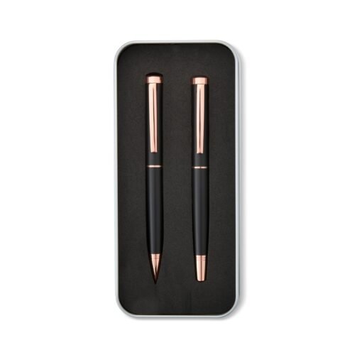 Kit Caneta Personalizado - Preto/Bronze | Brindes Brasil