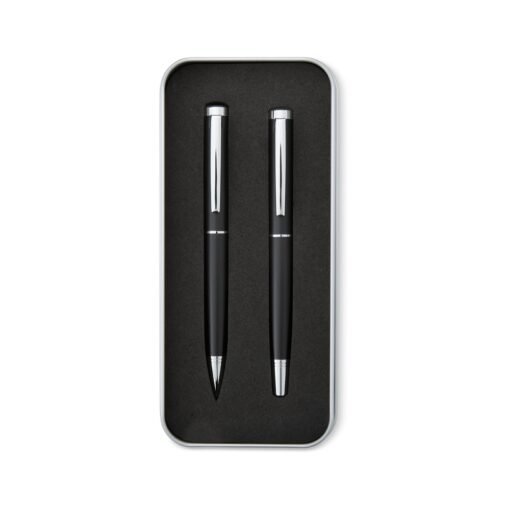 Kit Caneta Personalizado - Preto/Prata | Brindes Brasil