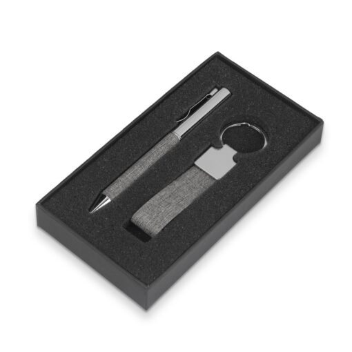 Kit Caneta Personalizado Metálico - Cinza | Brindes Brasil