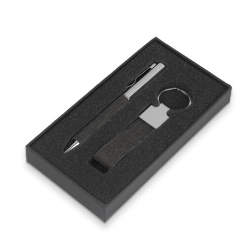 Kit Caneta Personalizado Metálico - Preto | Brindes Brasil