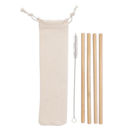 Kit Canudos Personalizado Bambu - Madeira/Bege