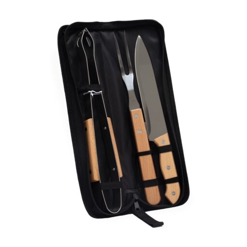 Kit Personalizado Churrasco 3 Peças - preto com detalhes em inox