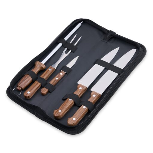 Kit Churrasco Personalizado Inox - Preto/Marrom