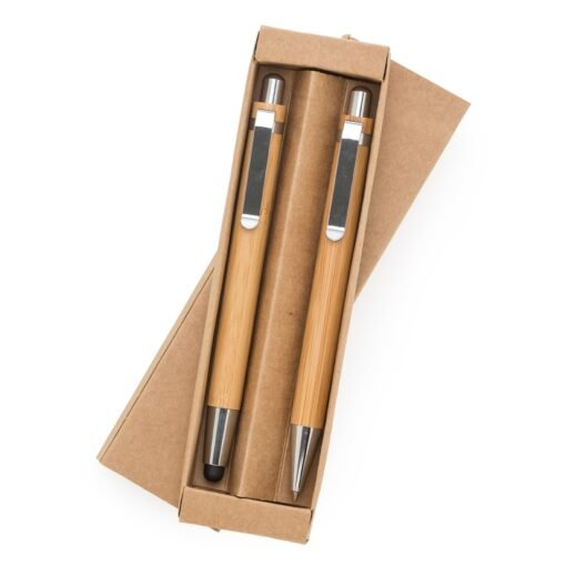 Kit Caneta Personalizado Bambu - Madeira/Kraft