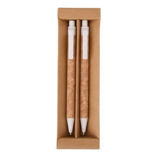 KIT ECOLÓGICO CANETA E LAPISEIRA CORTIÇA SPX-06083-BCO NA COR BEGE