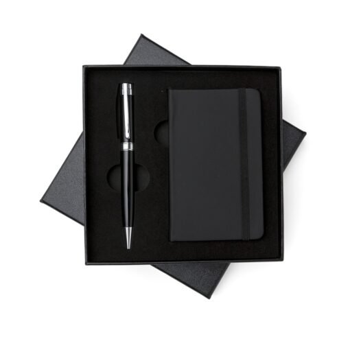 Kit Caneta Personalizado Metálica - Preto | Brindes Brasil