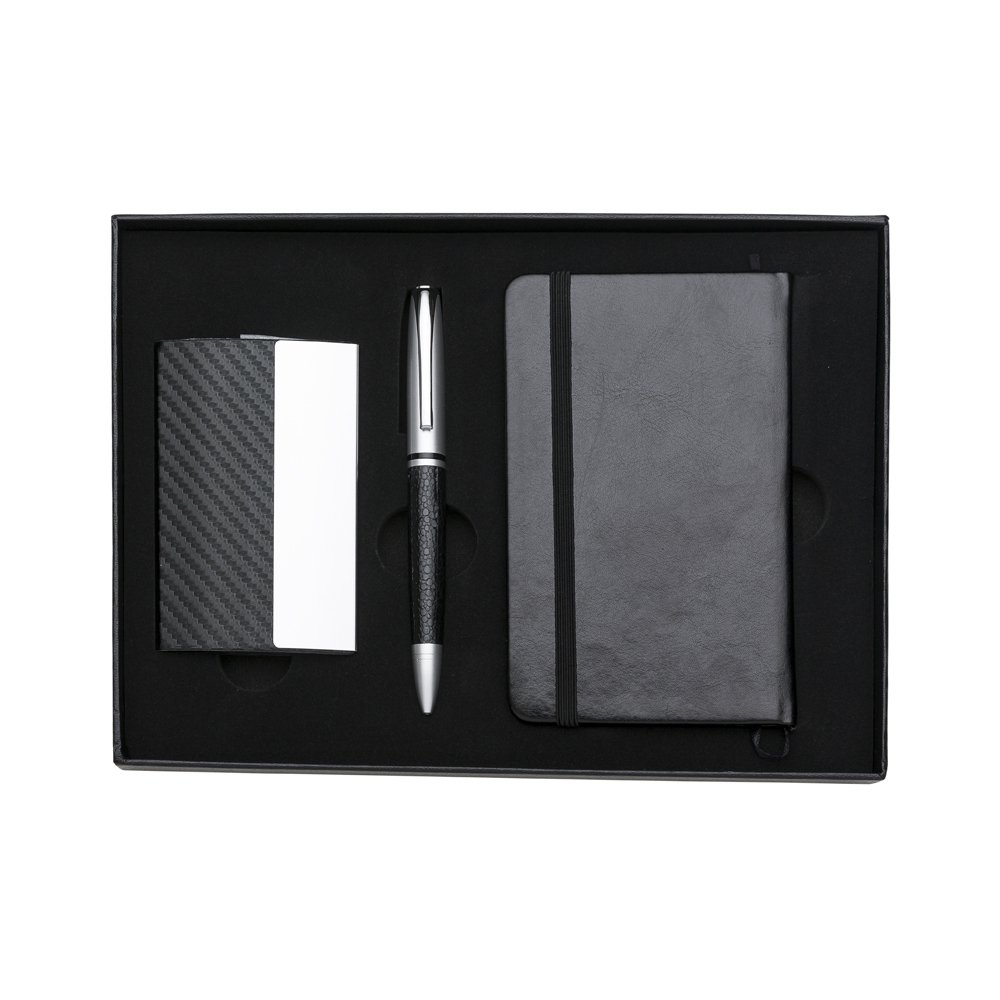 KIT CANETA E CADERNETA TIPO MOLESKINE SPX-10998 NA COR PRETO