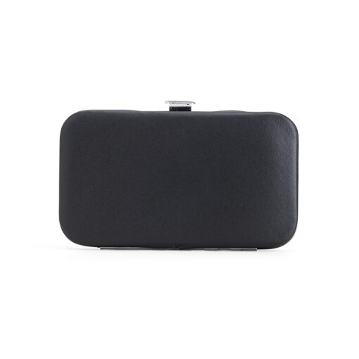 Kit Manicure Personalizado Couro Sintético - Preto/Inox