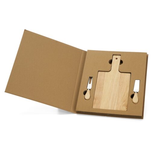 Kit Personalizado P/ Queijo 3 Pçs - kraft com detalhes em madeira