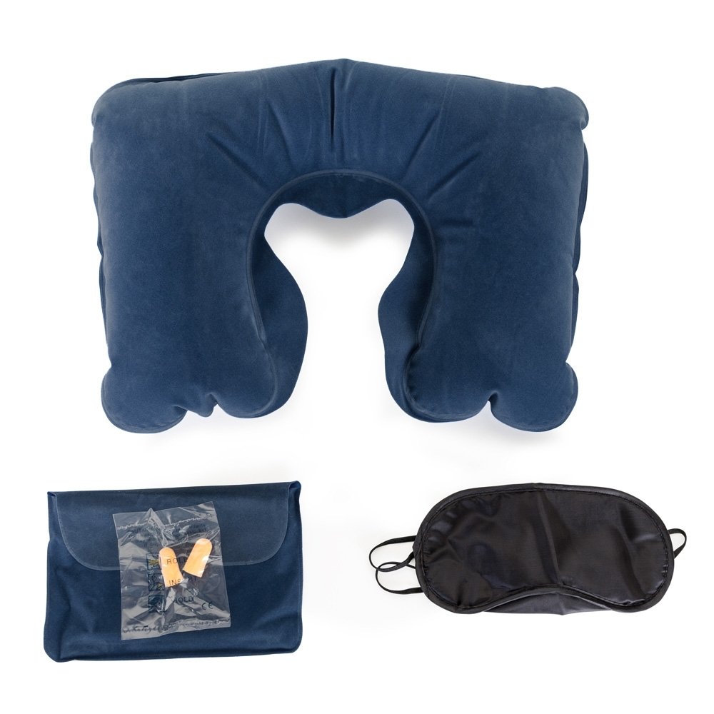 KIT TRAVESSEIRO INFLAV TAPA OLHO E PROT AURICULAR  SPX-12480 NA COR AZUL