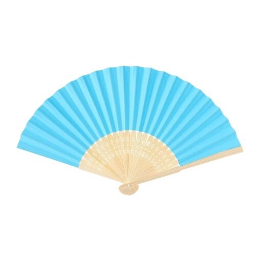 Leque Personalizado Bambu - Azul/Madeira | Brindes Brasil
