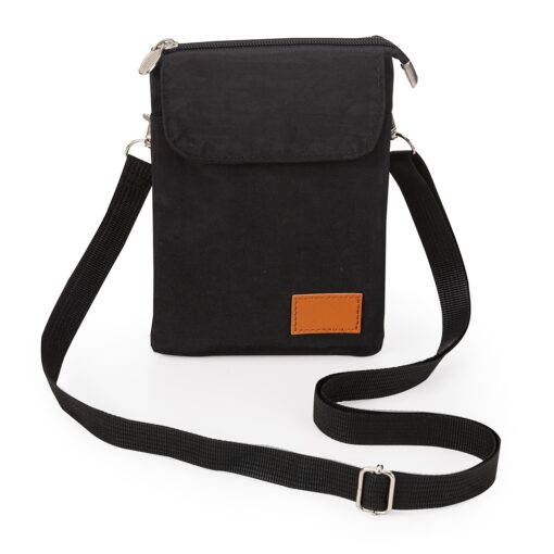 Mini Bolsa Transversal De Nylon 1L | Brinde Personalizado na cor preto