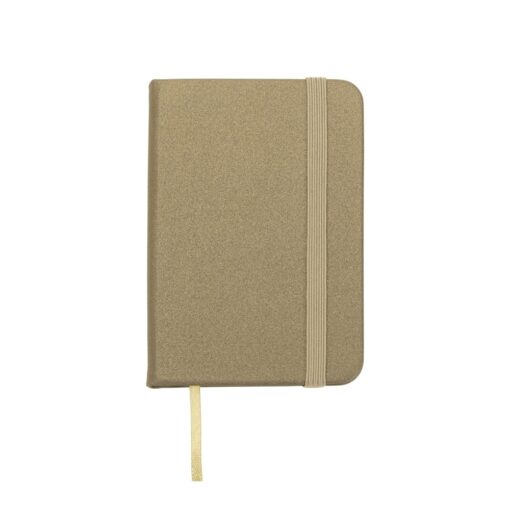 Mini Caderneta Sintética Brilhante | Brinde Personalizado na cor dourado