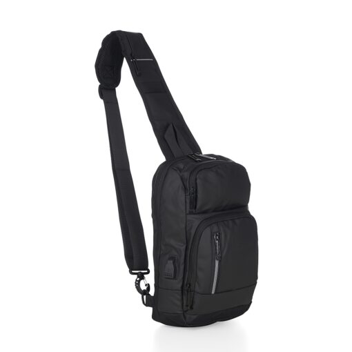 Mochila Personalizada De Ombro USB 8L na cor preto