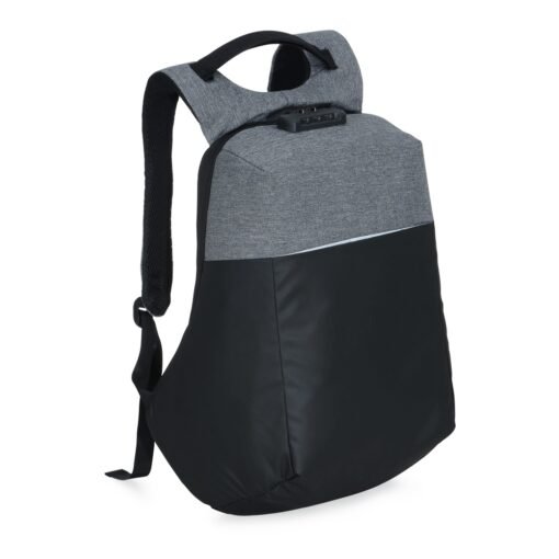 Mochila Personalizada De Poliéster Anti-Furto USB Com Segredo 31L - preto com detalhes em cinza