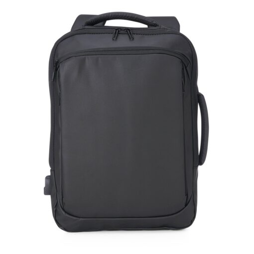 Mochila Personalizada Couro Sintético USB 22L na cor preto