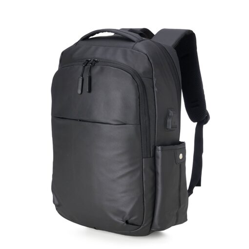 Mochila Personalizada Couro Sintético USB 20L na cor preto