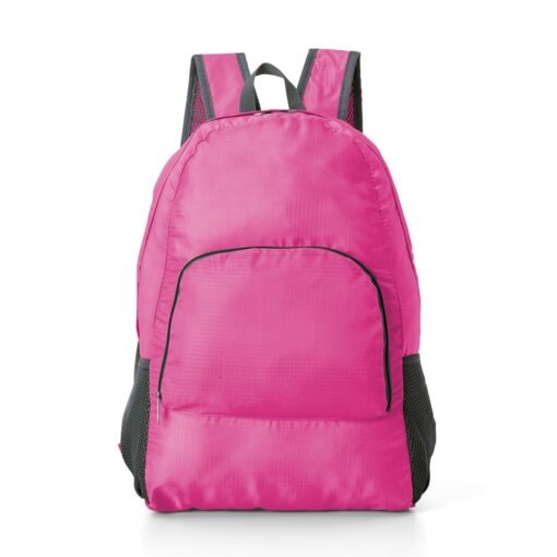 Mochila Promocional De Nylon Dobrável 21L na cor rosa