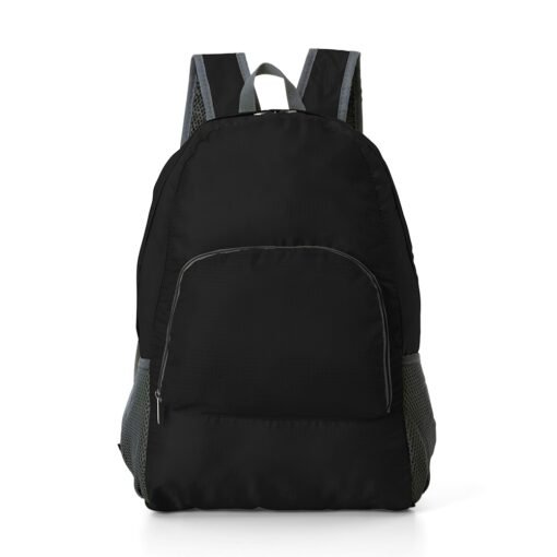 Mochila Com Logo De Nylon Dobrável 21L - preto com detalhes em cinza