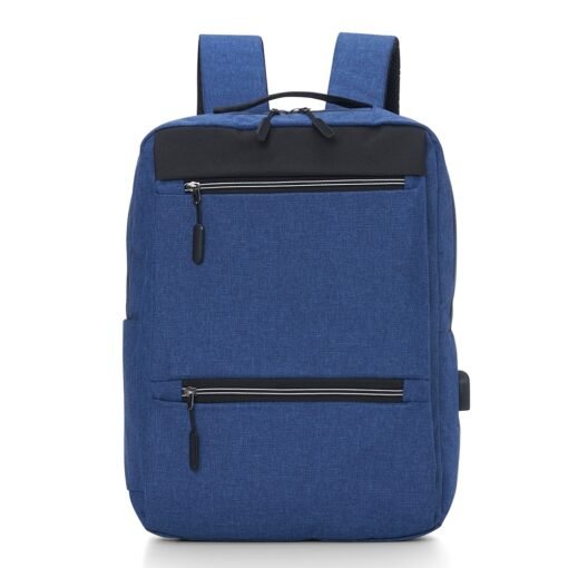 Mochila Com Logo De Nylon USB 20L - azul com detalhes em preto
