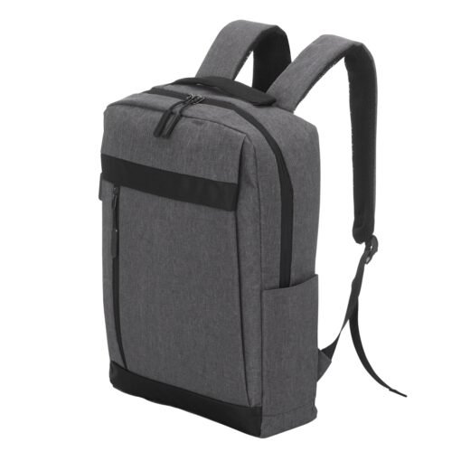 Mochila Com Logo De Nylon USB 18L - cinza com detalhes em preto