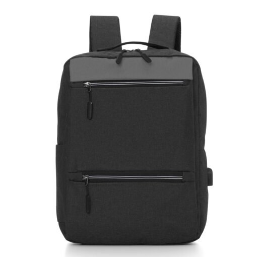 Mochila De Nylon Usb 20L Preto E Prata