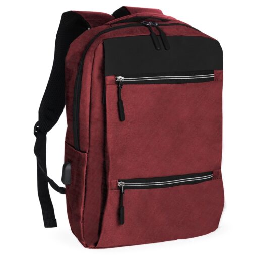 Mochila Para Brindes Nylon USB 20L - vermelho com detalhes em preto