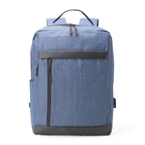 MOCHILA DE NYLON COM DET. EM COURO SINT. SPX-01325D-AZU NA COR AZUL