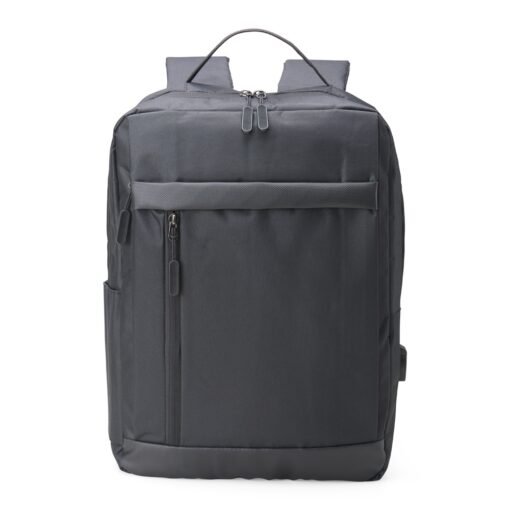 MOCHILA DE NYLON COM DET. EM COURO SINT. SPX-01325D-PRE NA COR PRETO
